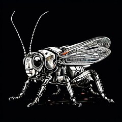 Fototapeta premium drawing of a grasshopper with a yellow body and the word quot bug quot on it