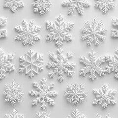 Fototapeta premium A close up of many snowflakes in various sizes and shapes