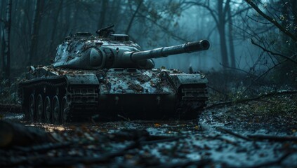 Fototapeta premium Play with light and shadow to add depth and dimension to the image, enhancing the tank's presence on camera.