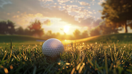 golfball im sonnenuntergang atmossphärischer golf sport
