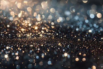 Abstract close-up of a mirror-like surface with glittering bokeh effects - Powered by Adobe