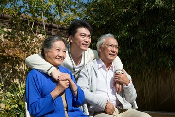 The family in the yard