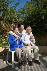 The family in the yard