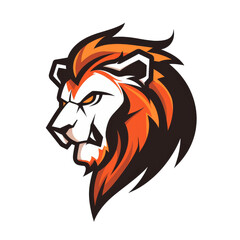 Fierce lion head illustration with a fiery mane