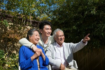 The family in the yard