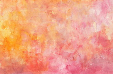 Soft watercolor washes in sunset hues of pink, orange, and yellow, blending seamlessly for a soothing wallpaper design or calming digital art piece