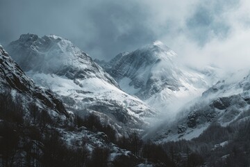 landscape snowy mountains. generative ai