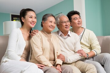 Fototapeta premium The family in the living room