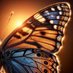 Butterfly Close Up With Sun Background
