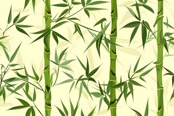 Elegant Bamboo Foliage Textile Pattern with Tropical Organic Aesthetic