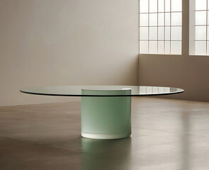 Product display base - glass table indoors.