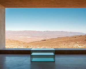 Product display base - glass platform indoors.