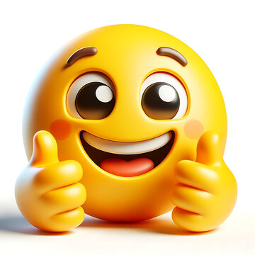Smiley 3d avec pouces lev&eacute;s : symbole de joie