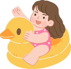 오리튜브,수영복,물놀이하는 아이