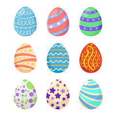 Flat easter egg collection on white background