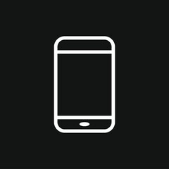 Flat illustration. White phone icon on a black background. The concept of electronic devices. Suitable for social networks, icons, screensavers and as a template...