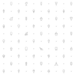 Seamless pattern Ice cream and popsicle icon on white background. Included the icons as dessert, cone, waffle, vanilla, yammy, soft, stick, scoop And Other Elements