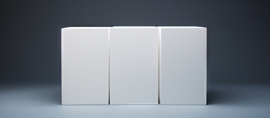 Multiple angles of a blank white box captured in a copy space image