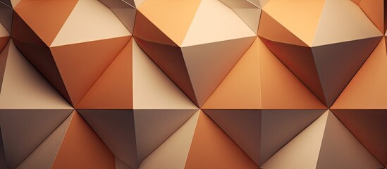 The top view of a geometric shape with a matte wallpaper background in shades of brown and light brown providing ample copy space for images