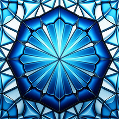 Blue and white kaleidoscope pattern. Seamless texture.
