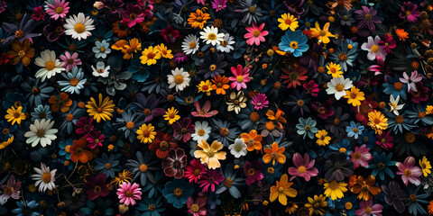 a close up of a bunch of flowers that are on a wall