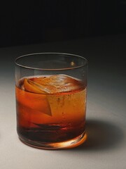 Negroni glass with garnished orange slice
