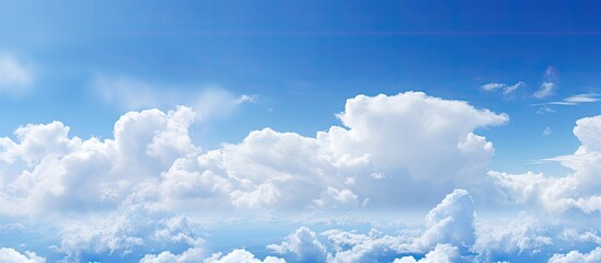 Copy space image featuring a mesmerizing abstract background of a blue sky adorned with fluffy...