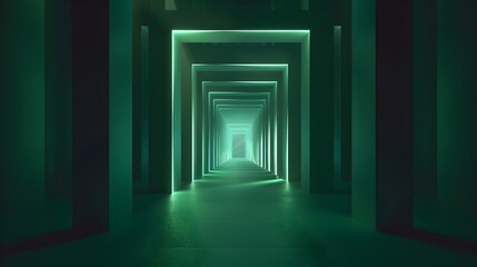 Fototapeta premium Illuminated Futuristic Corridor with Mesmerizing Geometric Patterns and Neon Lighting