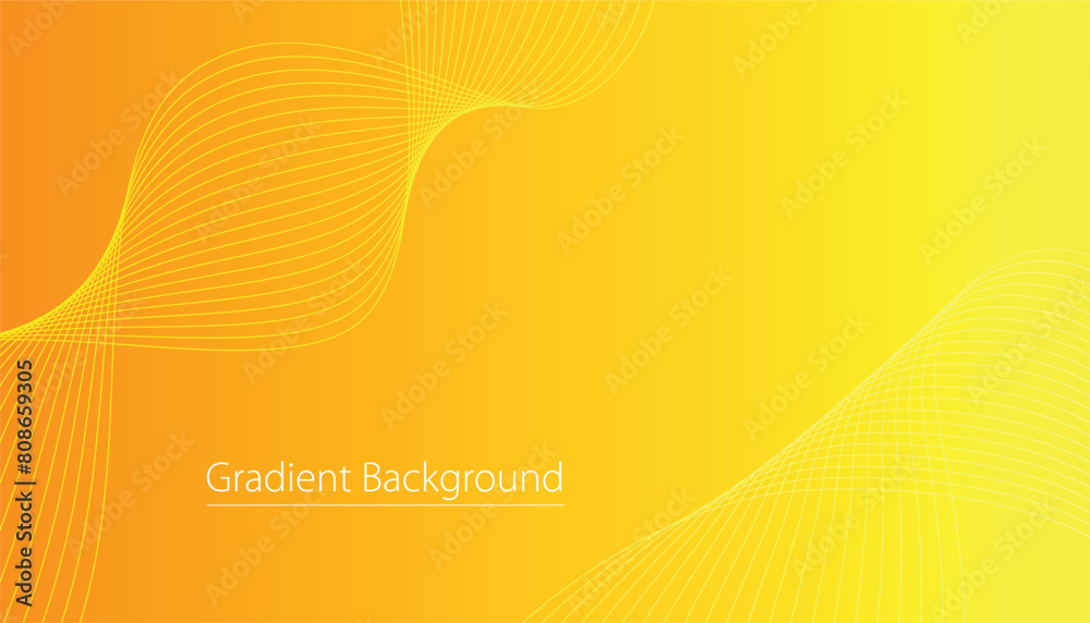 Poster yellow wavy lines abstract vector, wavy minimal gradient background, abstract blue vector banner