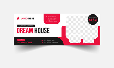 Dream home sale real estate facebook cover and web banner template. Modern abstract flat corporate real estate construction Facebook cover.
