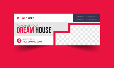 Dream home sale real estate facebook cover and web banner template. Modern abstract flat corporate real estate construction Facebook cover.
