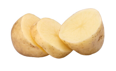half potatoes and sliced isolated, transparent PNG,  PNG format, cut out