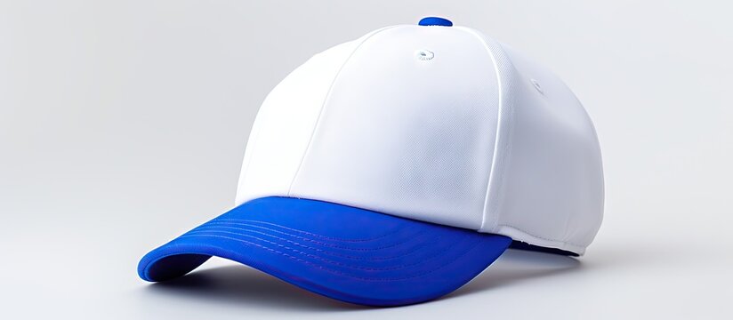 Isolated on a white background there is a ballpoint pen with a blue cap perfect for having copy space for an image