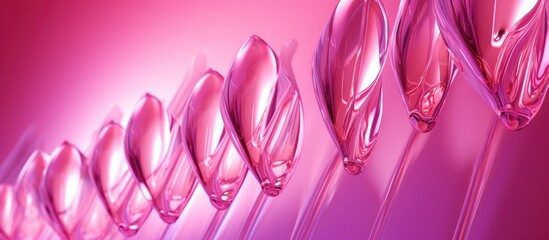 Copy space image of antibiotic ampoules placed on a vibrant pink paper surface creating an eye catching backdrop for the medicine