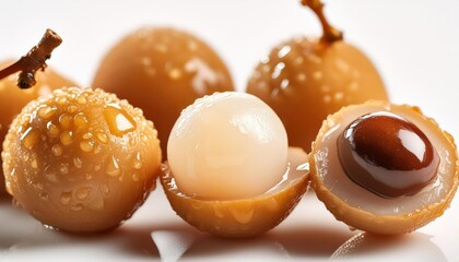 Sets of fresh longan isolated on white background 