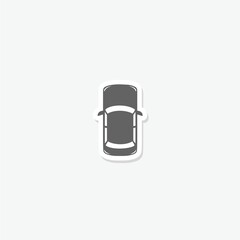  Top view simple car icon sticker isolated on gray background
