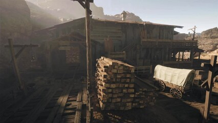 Old wooden sawmill along the coast of Maine