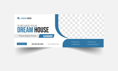 Dream home sale real estate facebook cover and web banner template. Modern abstract flat corporate real estate construction Facebook cover.
