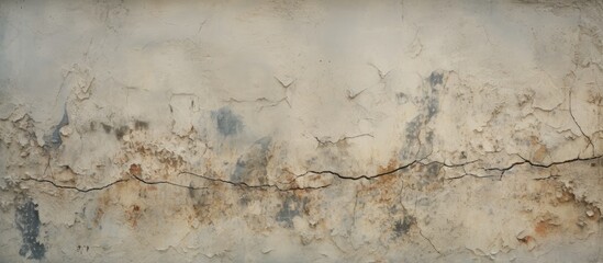 Fototapeta premium An aged wall filled with cracks and covered in mold. Copy space image. Place for adding text and design
