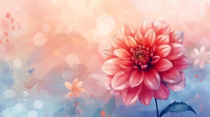 Cascading in a riot of colors, the Dahlia flower blooms in watercolor, its intricate petals unfurling with grace and vibrancy, a masterpiece of nature's design.