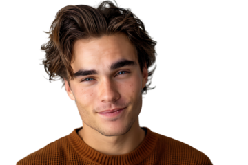 Studio shot of young man winking on isolated transparent background