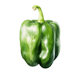 Digital technology green pepper watercolor design illustration