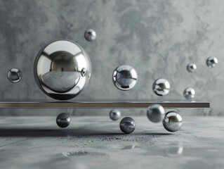 a group of spheres on a metal surface