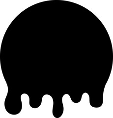 Paint drip circle labels. Black paint liquid. Ink drop. Black inkblot.