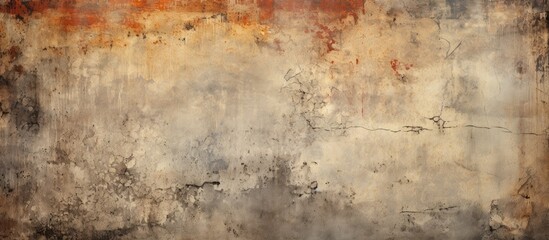 A horizontal panorama with a wide and long background texture featuring grungy stains messy paint blotches and a distressed faded wallpaper design The image has a grungy antique texture Perfect copy