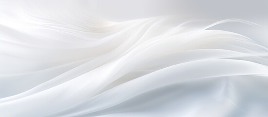 Obraz premium A soft chiffon wave gently curves on a white silk feathers background creating an elegant and serene copy space image