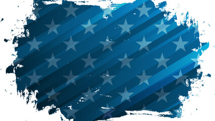 United States of America flag stars. Brush stroke background. Blue color. Template for celebrate banners and invitations graphic design on American culture theme. Vector illustration.