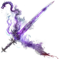 The Impact of Artistic Hand-Gold-Silver-White-Purple Sword Imagery