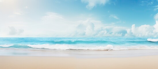 Obraz premium A serene beach backdrop with ample space for text Perfect for conveying travel and summer themes