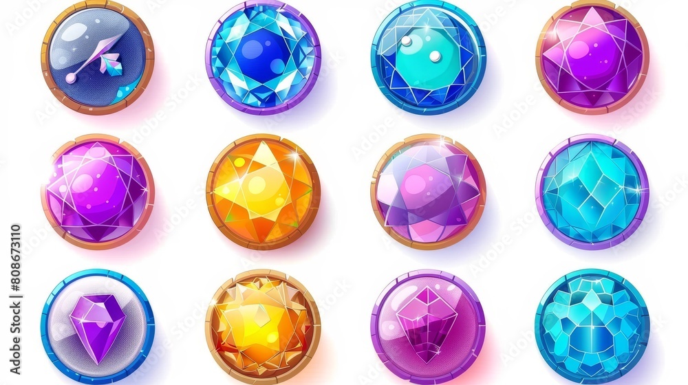 Poster web buttons with icons isolated on white background. modern cartoon set of ui elements filled with g